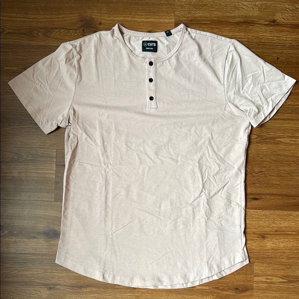 Cuts Clothing AO Henley Curved Hem Salmon - XL